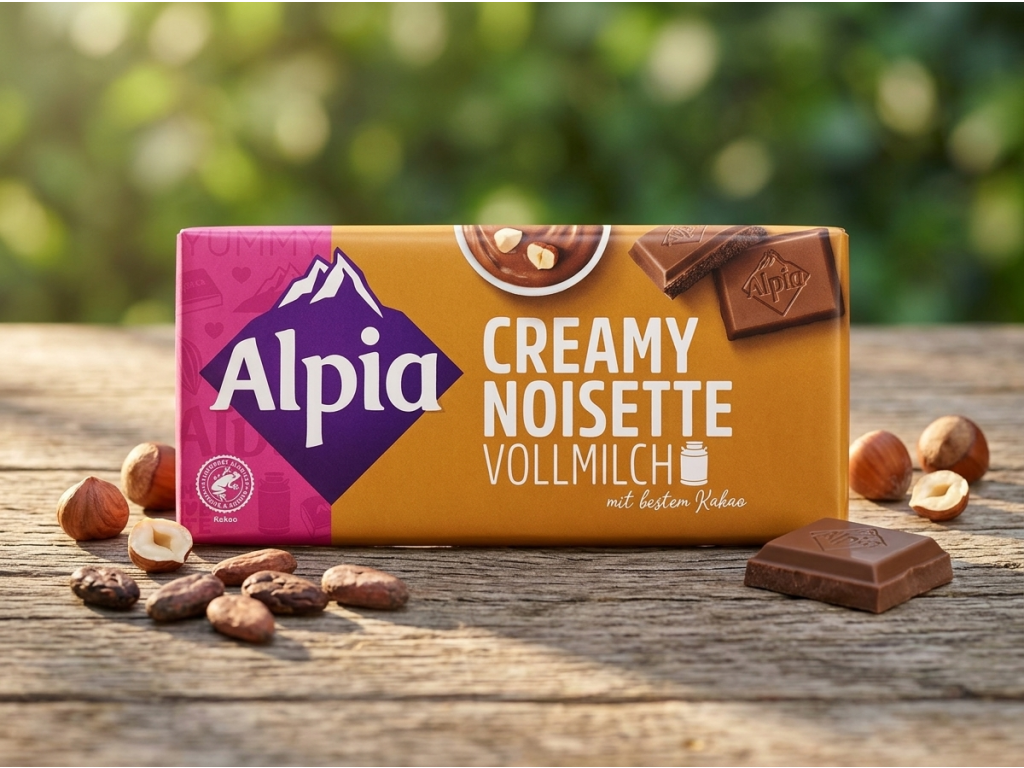 Alpia mléčná čokoláda s krémovou lískooříškovou náplní - přírodní kontext
