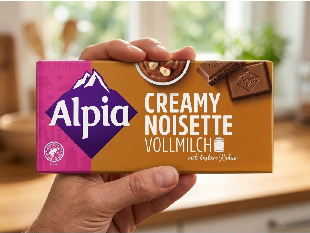 Alpia mléčná čokoláda s krémovou lískooříškovou náplní - v ruce