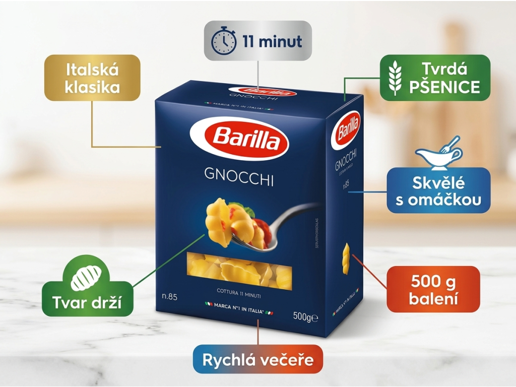 Barilla Gnocchi těstoviny 500 g - výhody