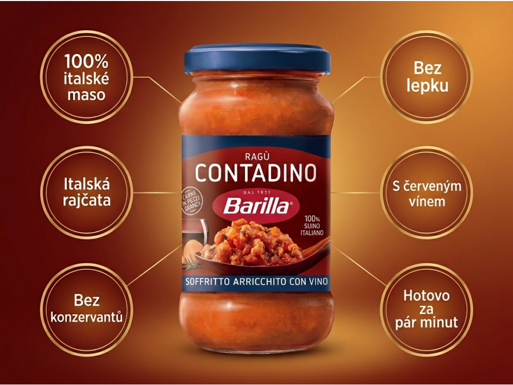 Barilla omáčka Ragú Contadino 300 g - hlavní benefity
