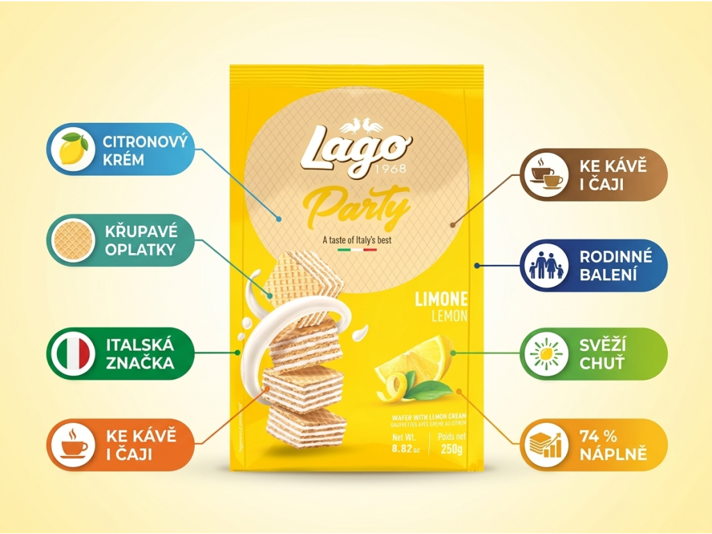 Gastone Lago Party citronové oplatky - benefity