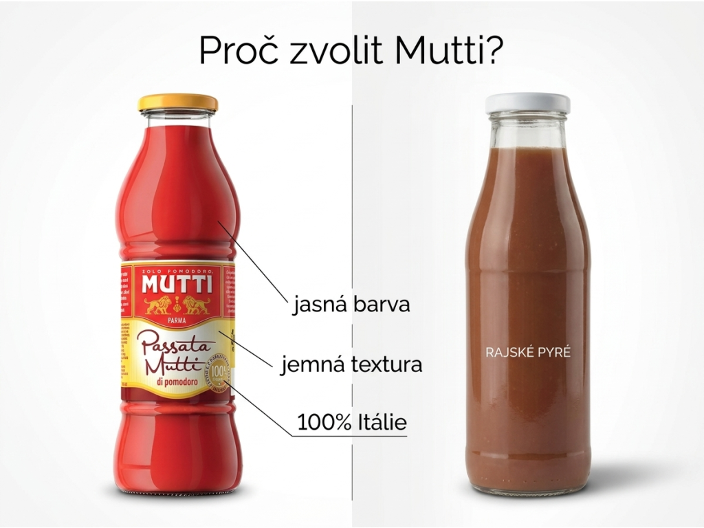 Mutti Passata rajčatové pyré 700 g - srovnání kvality
