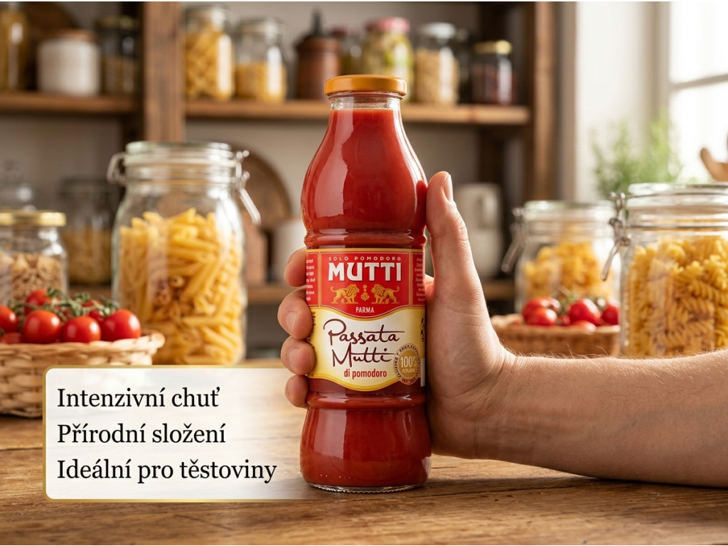 Mutti Passata rajčatové pyré 700 g - skleněná láhev
