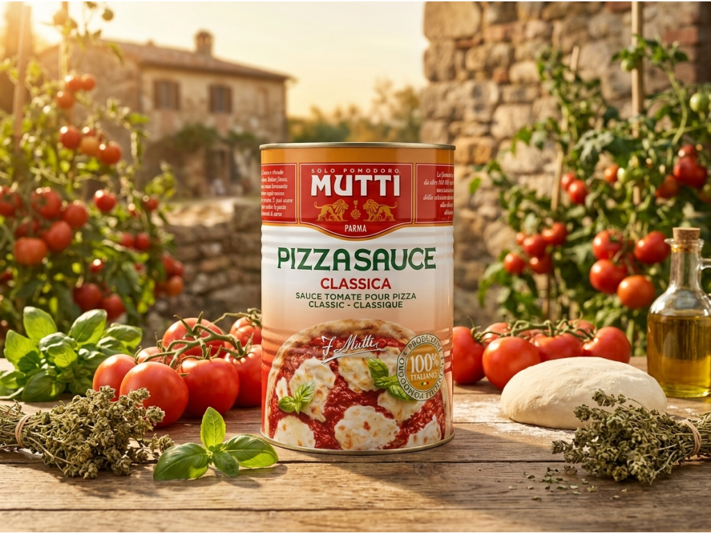 Mutti Classica 4,1 kg v kuchyni s rajčaty a bazalkou