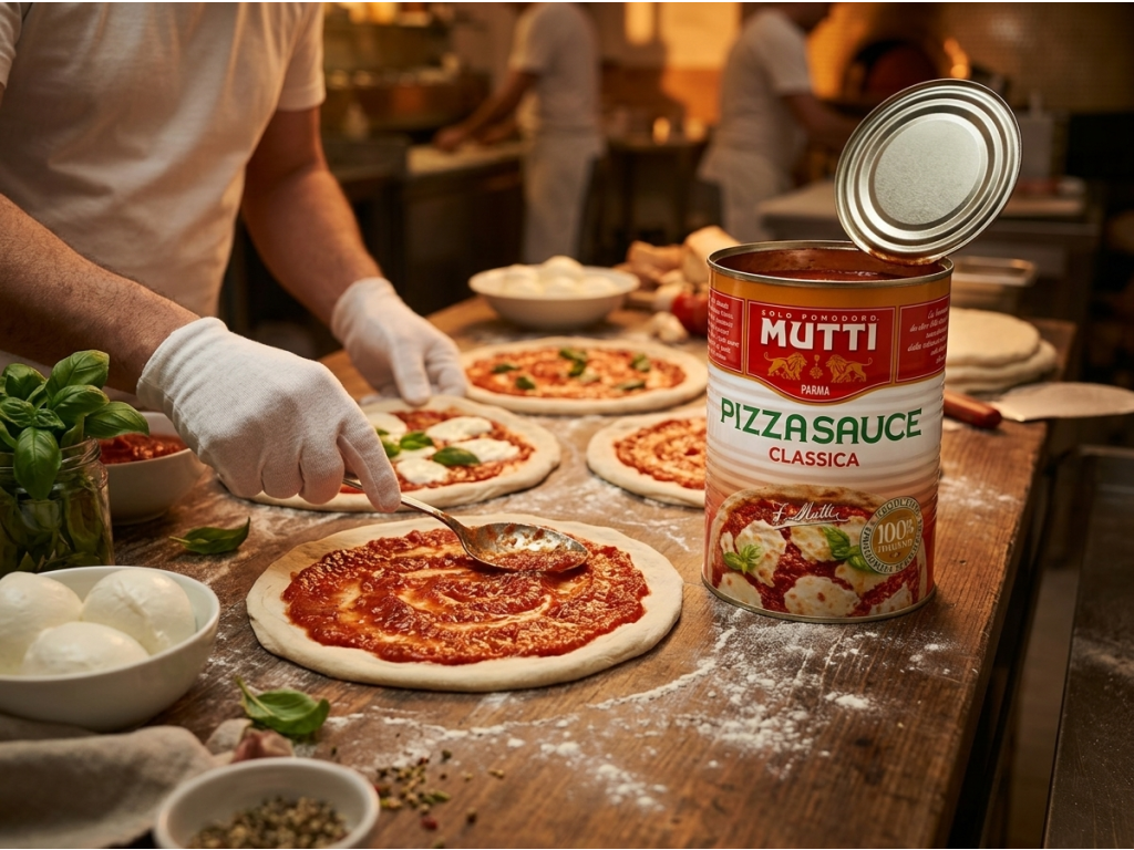 Mutti Classica 4,1 kg při přípravě pizzy