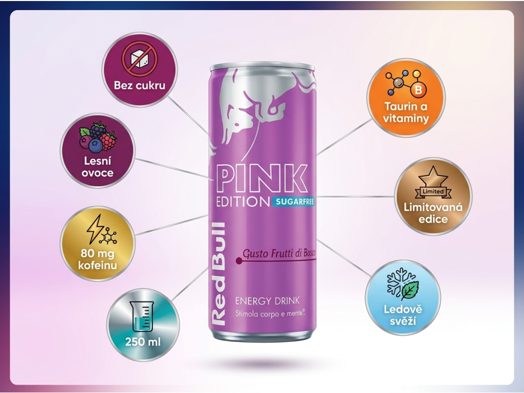 Red Bull Pink edice bez cukru - hlavní benefity