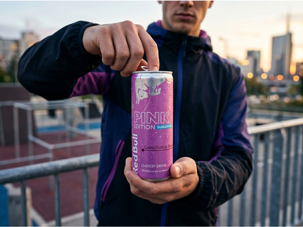 Red Bull Pink edice bez cukru při aktivním použití