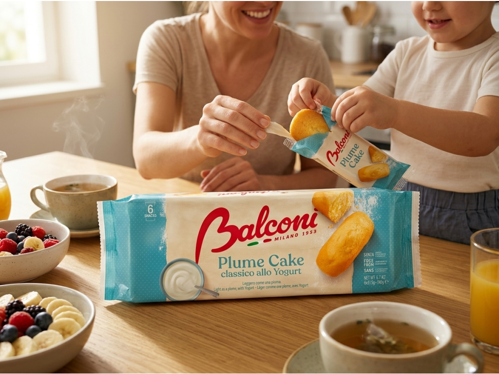 Balconi Plume Cake jogurtové piškotové dortíky 6 ks, 228 g - použití u snídaně