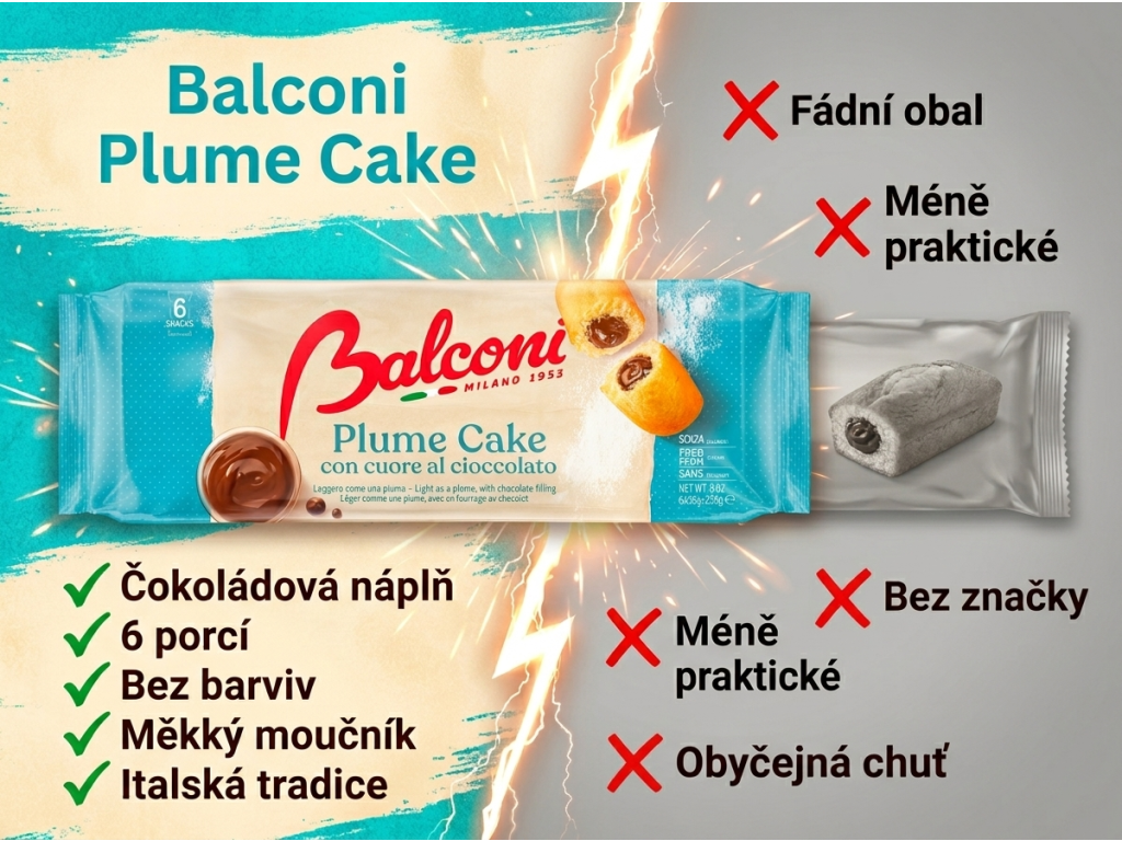Balconi Plume Cake čokoládový moučník 6 ks, 228 g - srovnání