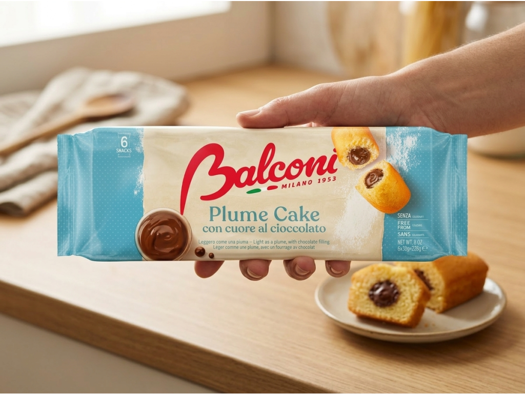 Balconi Plume Cake čokoládový moučník 6 ks, 228 g - balení v ruce