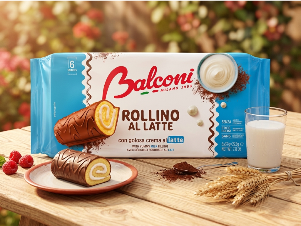 Balconi Rollino Milk čokoládové rolky s krémovou náplní 6 ks, 222 g - svačina v prostředí