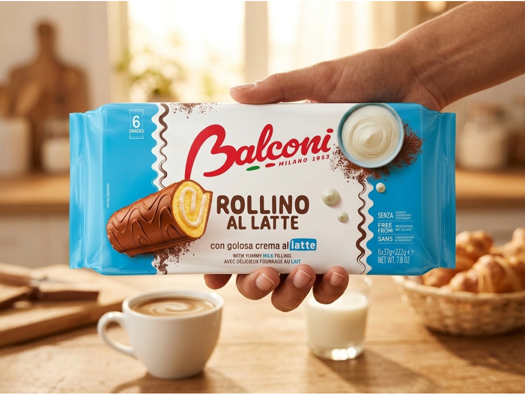 Balconi Rollino Milk čokoládové rolky s krémovou náplní 6 ks, 222 g - balení v ruce