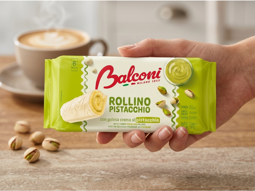 Balconi Rollino pistáciové rolky 6 ks, 222 g - balení v ruce