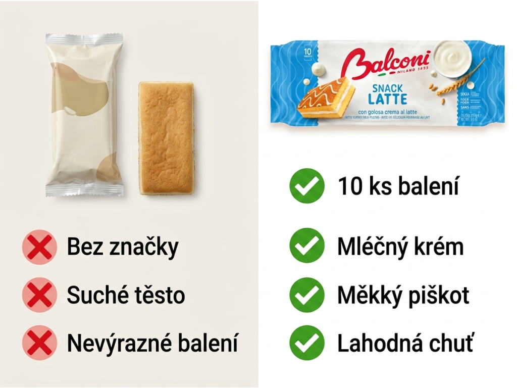 Balconi mléčné piškotové řezy s krémem - srovnání