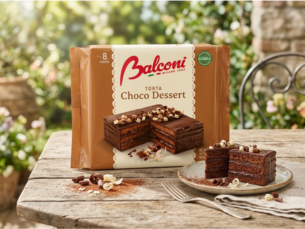 Balconi čokoládový dort Choco Dessert 400 g - čokoládový dezert na stole