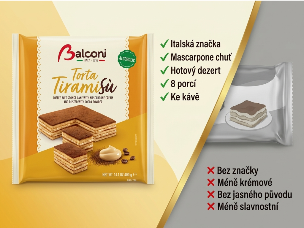 Balconi tiramisu dort s kávovým likérem 8 porcí, 400 g - srovnání