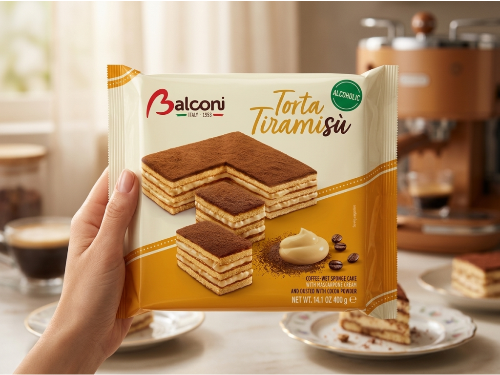 Balconi tiramisu dort s kávovým likérem 8 porcí, 400 g - balení v ruce