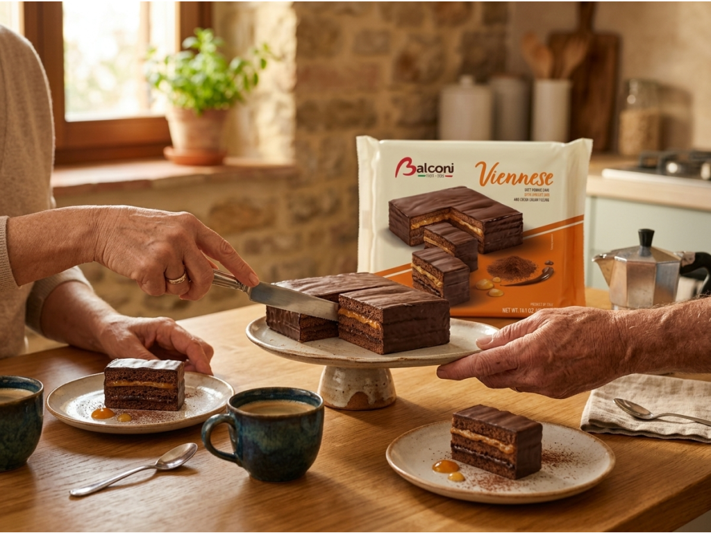 Balconi Viennese čokoládovo-meruňkový dort 400 g - servírování