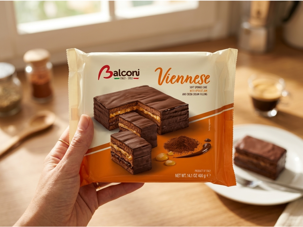 Balconi Viennese čokoládovo-meruňkový dort 400 g - balení v ruce