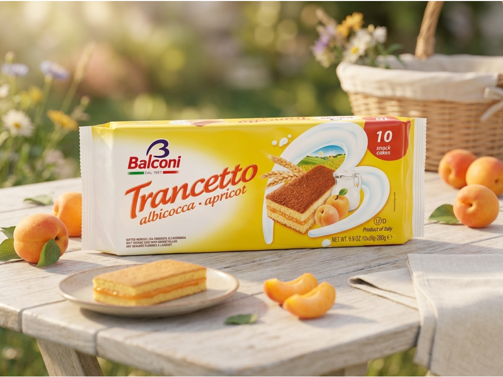 Balconi Trancetto Albicocca meruňkové piškotové řezy 10 ks, 280 g - meruňková svačina v prostředí