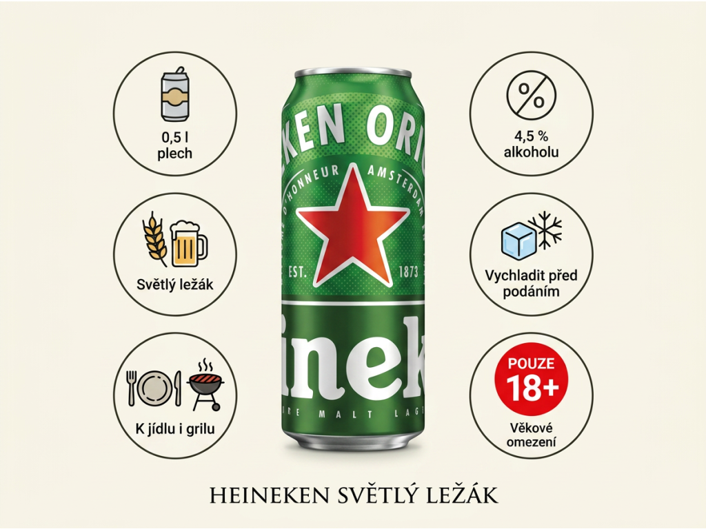 Heineken světlý ležák v plechu 4,5 % 0,5 l - hlavní benefity