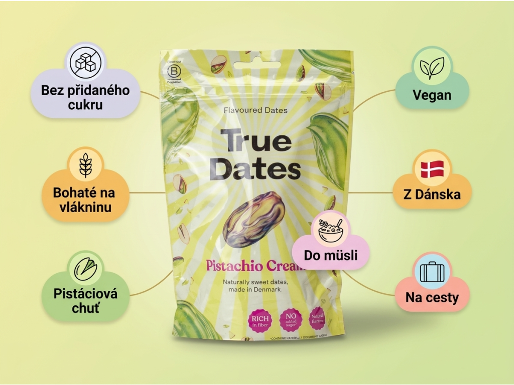 True Dates datle s pistáciovým krémem 100 g - hlavní benefity