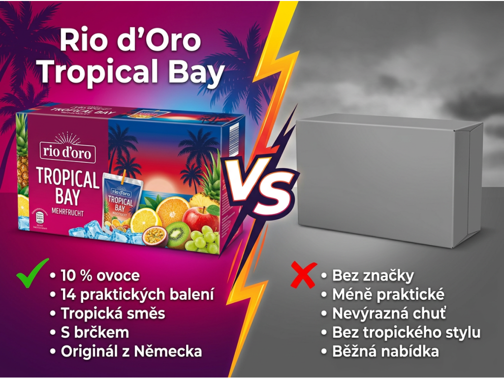 Rio d'Oro Tropical Bay ovocné osvěžující nápoje s 10 % ovoce 14 ks, 2,8 l - srovnání