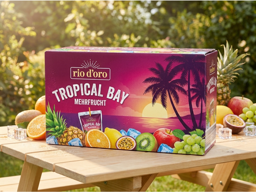 Rio d'Oro Tropical Bay ovocné osvěžující nápoje s 10 % ovoce 14 ks, 2,8 l - letní osvěžení