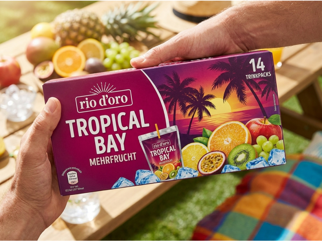 Rio d'Oro Tropical Bay ovocné osvěžující nápoje s 10 % ovoce 14 ks, 2,8 l - balení do ruky