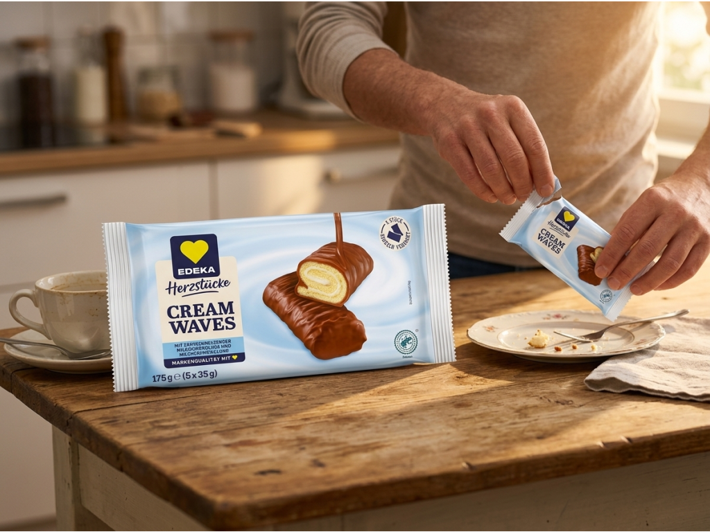 Edeka Cream Waves čokoládové rolky s mléčným krémem 175 g - sladká pauza