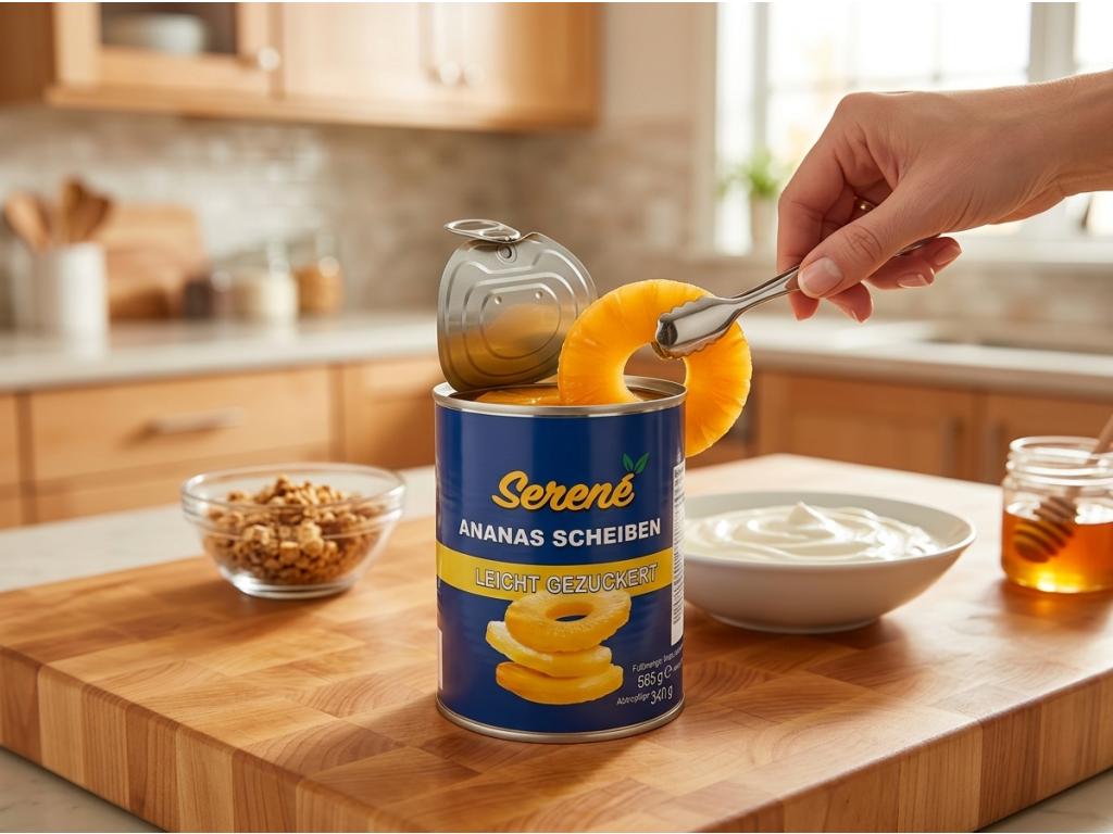 Serene ananasové plátky v lehkém sirupu 565 g, pevný podíl 340 g - použití v kuchyni