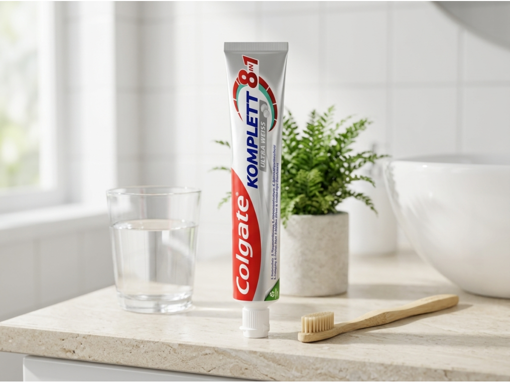 Colgate zubní pasta Kompletní péče 8v1 pro přirozeně bílé zuby 75 ml - svěží koupelnová péče