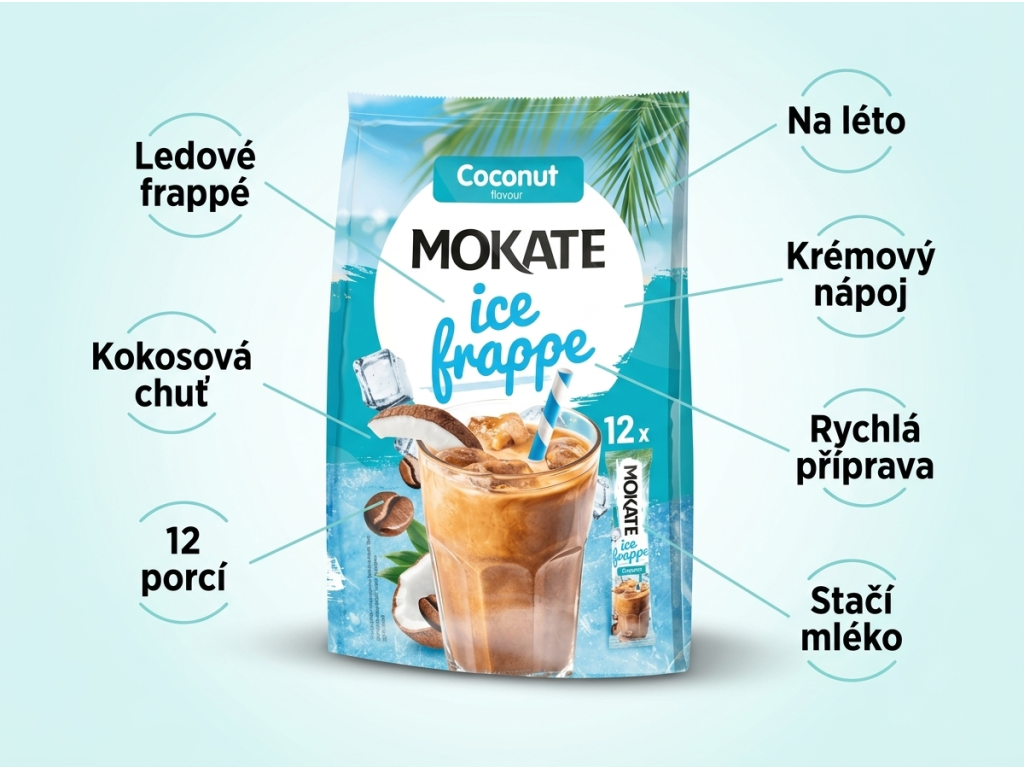 Mokate instantní ledové frappé s kokosovou příchutí 12 ks, 150 g - benefity