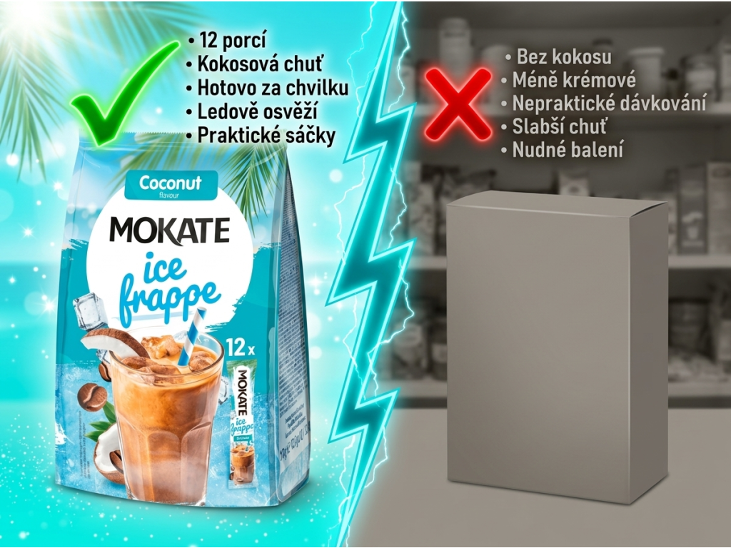 Mokate instantní ledové frappé s kokosovou příchutí 12 ks, 150 g - srovnání