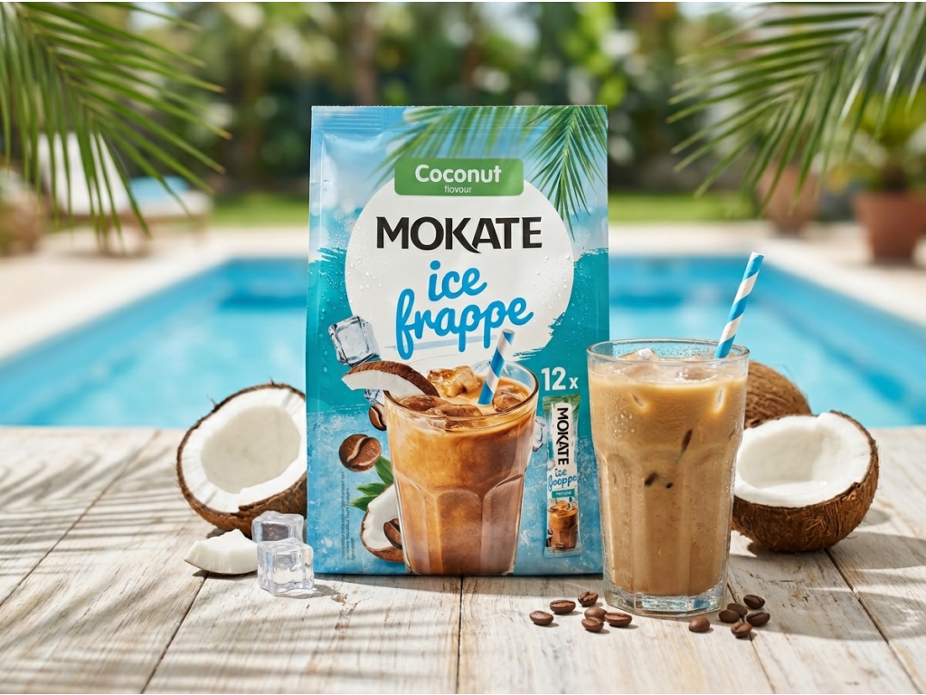 Mokate instantní ledové frappé s kokosovou příchutí 12 ks, 150 g - letní servírování