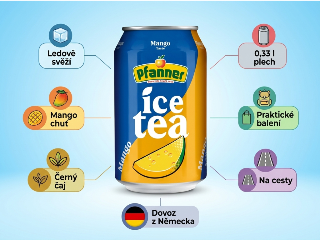 Pfanner ledový čaj mango - hlavní výhody