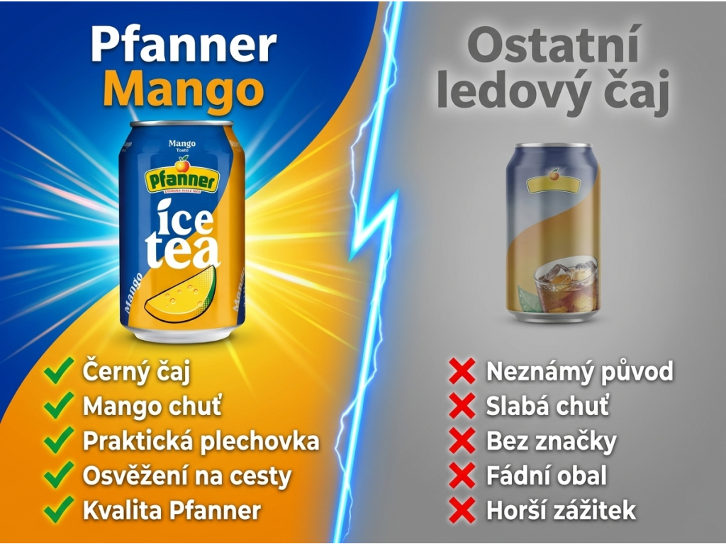 Pfanner ledový čaj mango - srovnání