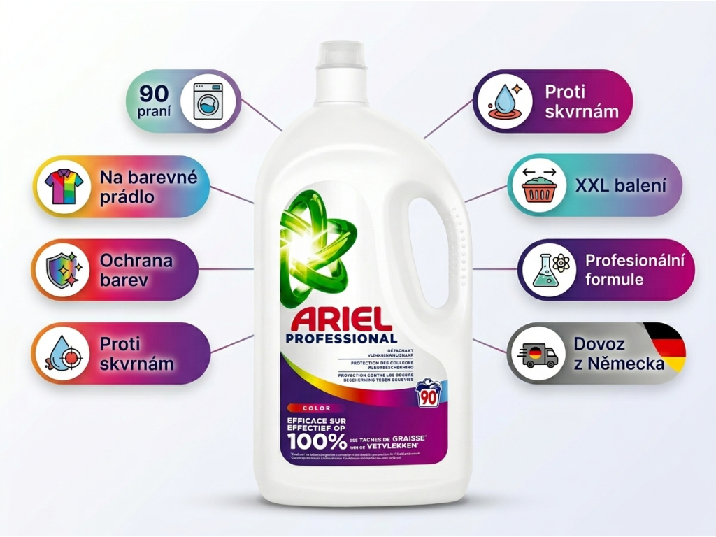Ariel Professional prací gel Color 90 praní 4,05 l - benefity