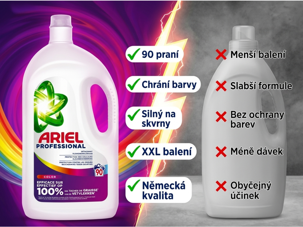 Ariel Professional prací gel Color 90 praní 4,05 l - srovnání