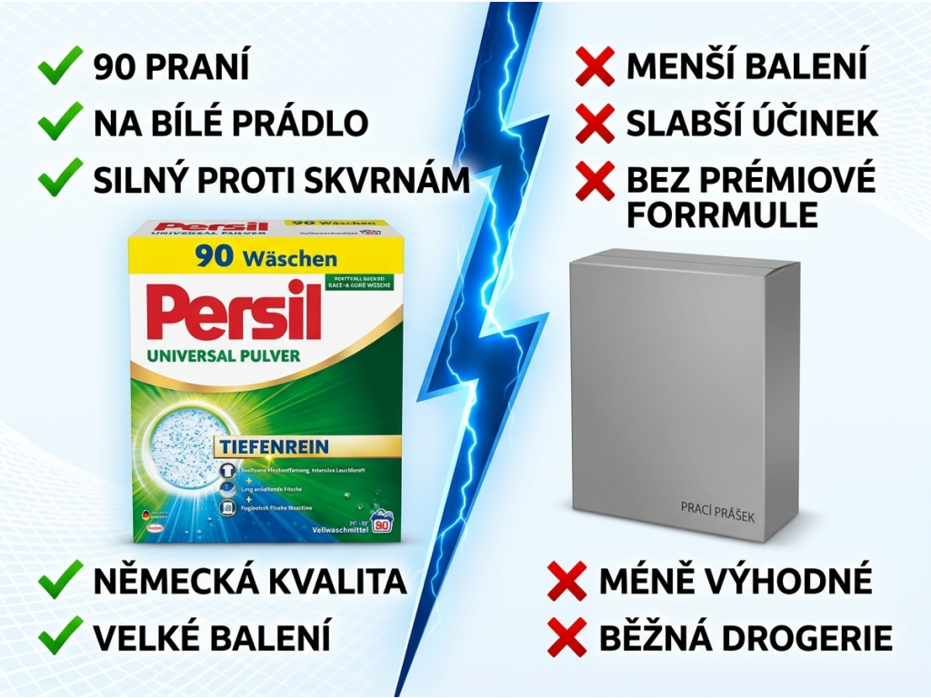 Persil univerzální prací prášek - srovnání s běžným produktem