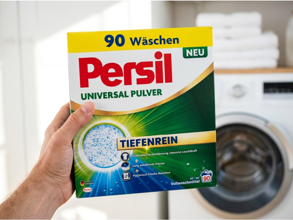 Persil univerzální prací prášek držený v ruce