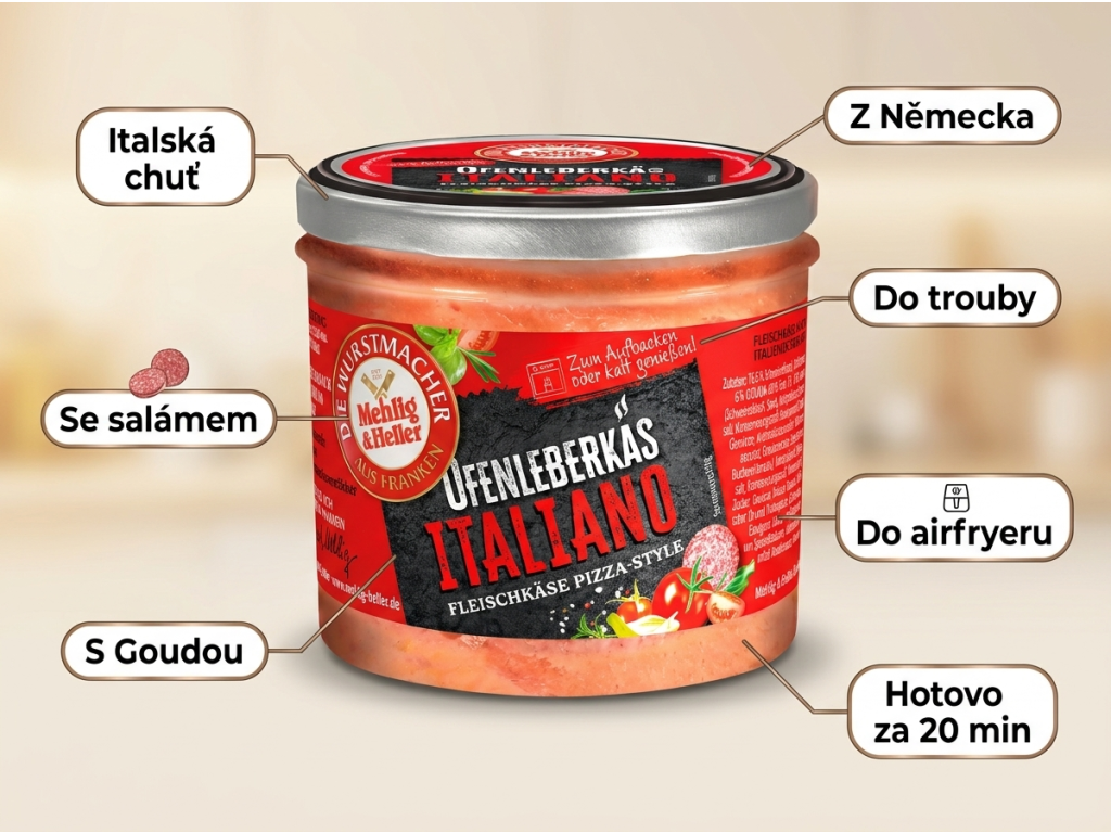 Mehlig & Heller pečená masová sekaná Italiano ve skle 250 g - hlavní výhody