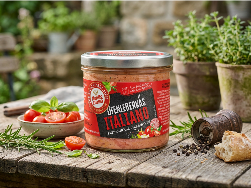 Mehlig & Heller pečená masová sekaná Italiano ve skle 250 g - servírování s rajčaty a bylinkami