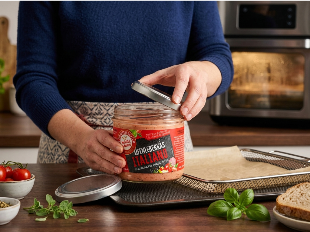 Mehlig & Heller pečená masová sekaná Italiano ve skle 250 g - příprava v kuchyni