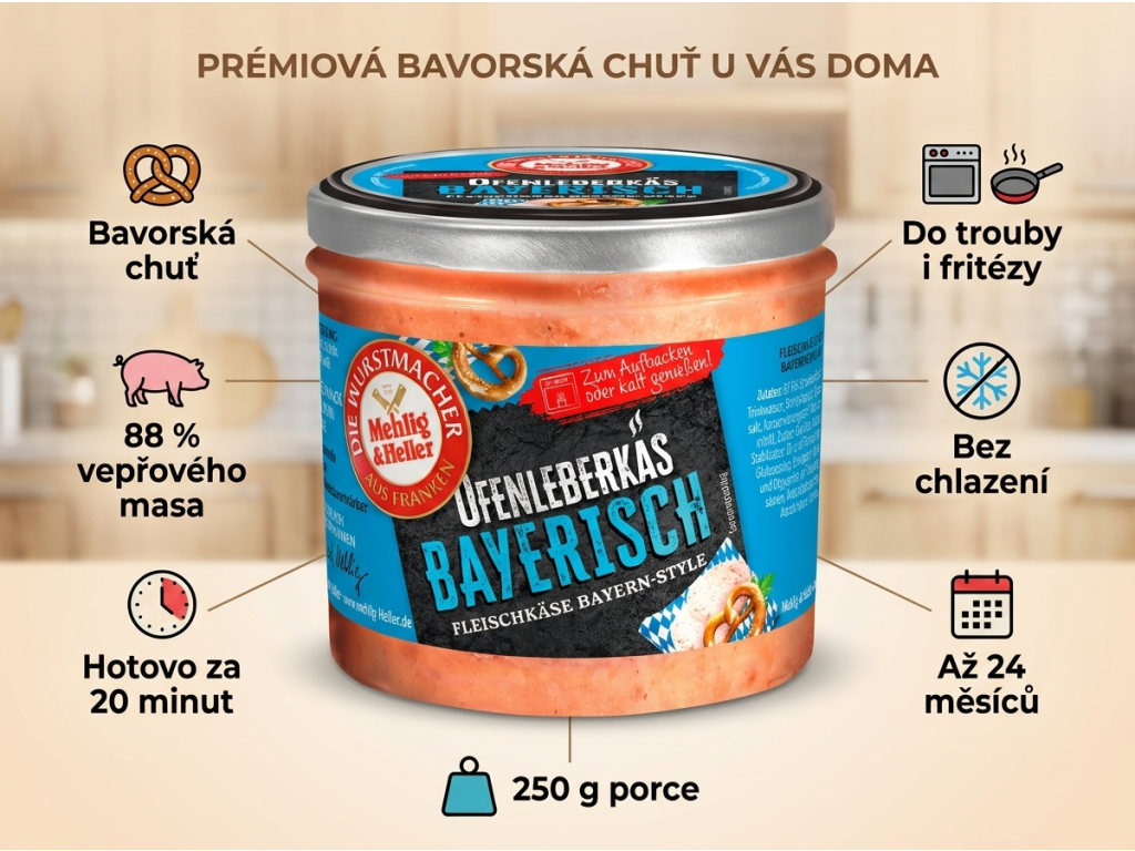Mehlig & Heller bavorská sekaná ve skle 250 g - infografika