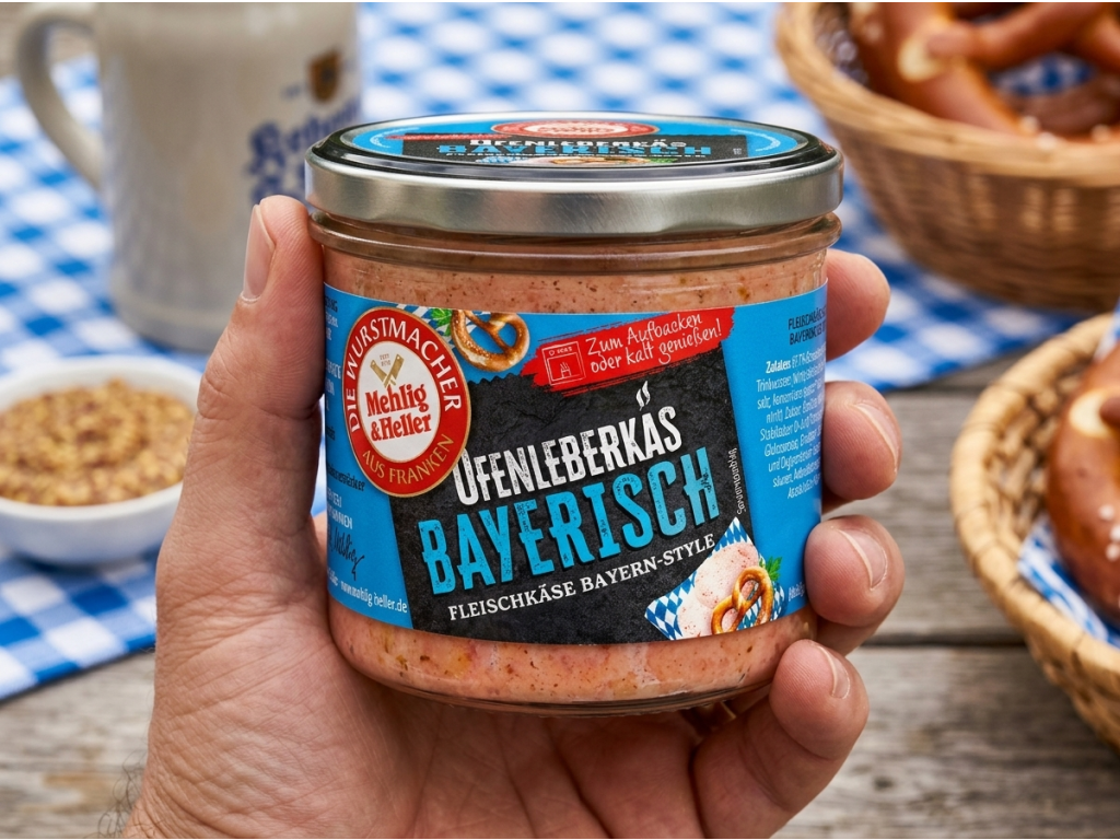 Mehlig & Heller bavorská sekaná ve skle 250 g - detail v ruce
