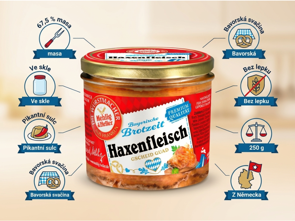 Mehlig & Heller bavorské vepřové koleno v aspiku ve skle 250 g - hlavní výhody