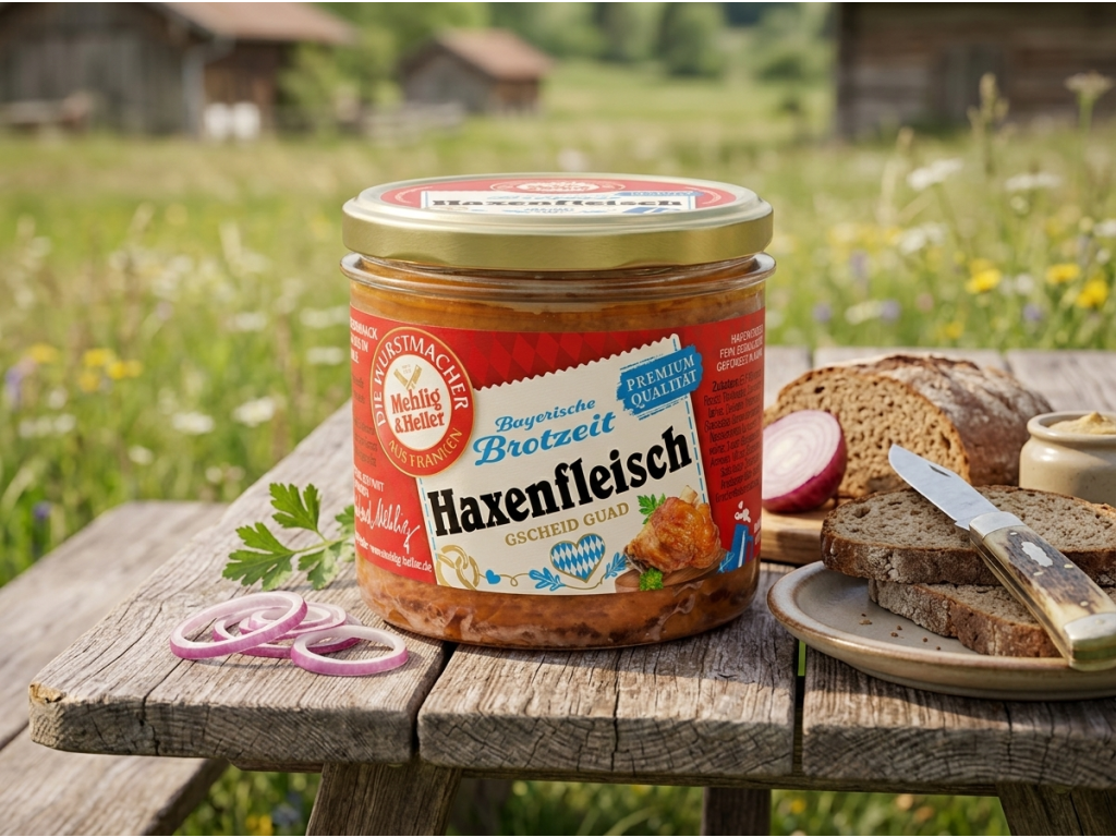 Mehlig & Heller bavorské vepřové koleno v aspiku ve skle 250 g - servírování v přírodním prostředí