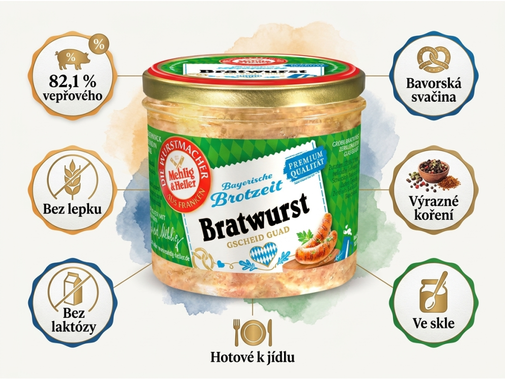 Mehlig & Heller bavorská klobásová specialita ve skle 250 g - hlavní výhody