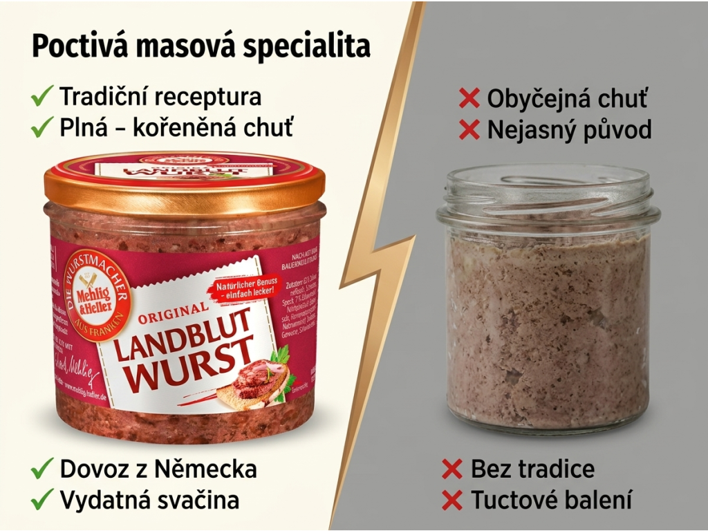 Mehlig & Heller venkovská krvavá klobása ve skle 250 g - srovnání